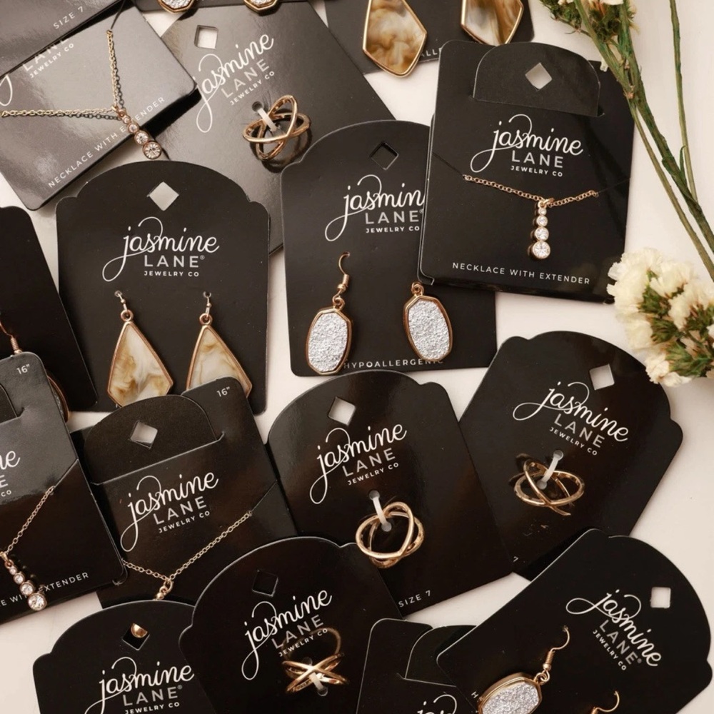 Lot of 8 Jasmine Lane Jewelry. Necklace, Ring, Earrings. Wholesale. Reseller.